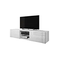 selsey ÉlÉgant - meuble tv/banc tv (140 cm, blanc mat/blanc brillant, sans led)