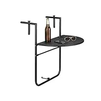 relaxdays table de balcon pliante pliable appoint table suspendue rabattable bastian rotin hauteur réglable 63x60x84 cm, noir