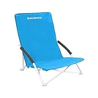 songmics chaise de plage portable, avec dossier haut, pliable, légère, confortable, grande charge, chaise d’extérieur, bleu gcb61s