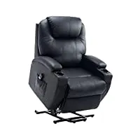 homcom fauteuil releveur électrique fauteuil de relaxation inclinable repose-pied relevable grand confort télécommande revêtement synthétique noir