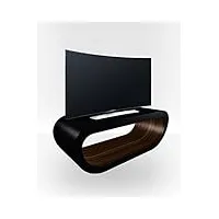 meuble tv extérieur noir avec cercle intérieur brillant zebrano