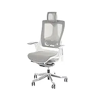 mendler fauteuil de bureau merryfair wau 2, chaise pitovante, rembourrage/filet, ergonomique - blanc/gris