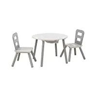kidkraft ensemble table ronde avec rangement et 2 chaises en bois pour enfants, table enfant avec 2 chaises, meuble de rangement, chambre enfant, 26166