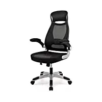 intimate wm heart chaise de bureau en maille fauteuil de direction ergonomique grande taille avec accoudoirs pliables hauteur réglable soutien lombaire pour ordinateur en tissu mesh noir