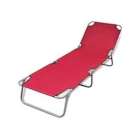 vidaxl bain de soleil rouge pliable avec dossier ajustable chaise longue