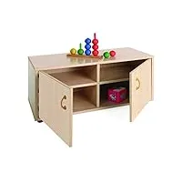 mobeduc 600104hps18 superbajo/armoire meuble enfant avec 4 cases bois hêtre 90 x 40 x 44 cm