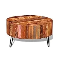 vidaxl table basse ronde bois solide recyclé multi-couleur table de salon séjour
