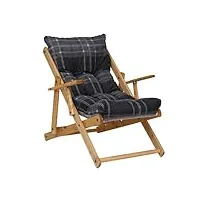 fauteuil relax en bois 3 positions pliable avec coussin intégré, 100 cm de h, pour le séjour, la cuisine, canapé de salon fauteuil sofa 380076