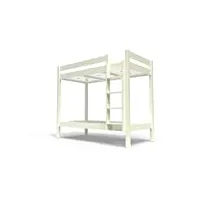 abc meubles - lit superposé 2 places 90x190 avec échelle droite bois abc - supabcdr90 - ivoire, 90x1