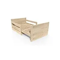 abc meubles - lit évolutif enfant avec tiroir bois - evol90 - brut, 90 x (140/170/200
