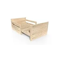 abc meubles - lit évolutif enfant avec tiroir bois - evol90 - vernis naturel, 90 x (140/170/200