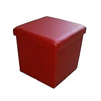style home tabouret de rangement pliable, en similicuir, charge maximale : 300 kg, 38 x 38 x 38 cm, similicuir, rouge foncé, 38 x 38 x 38 cm