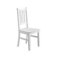 chaise de cuisine, chaise de salle à manger, chaise en pin massif laqué blanc, eris 90.71-01w