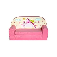 fortisline mini-canapé enfant sofa motif château rose w386_09