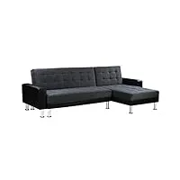 habitat et jardin - canapé d'angle convertible et réversible theo 4 places noir et gris - canapé lit design moderne en tissu - grand canapé familial résistant