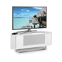 centurion supports hampshire meuble tv à écran plat blanc brillant avec faisceau blanc 66 à 50 pouces