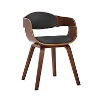 chaise retro kingston en similicuir i chaise de salle a manger avec accoudoirs i siège et dossier rembourrés i piétement en bois, couleur:noyer/noir