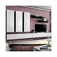 paris prix - meuble tv mural design fly i 320cm blanc & noir