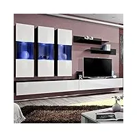 paris prix - meuble tv mural design fly ii 320cm blanc & noir
