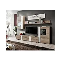 paris prix - meuble tv mural design aleppo 240cm chêne & blanc