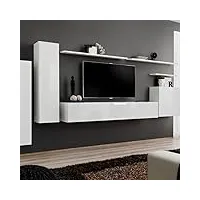 paris prix - meuble tv mural design switch i 330cm blanc