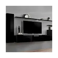 paris prix - meuble tv mural design switch i 330cm noir
