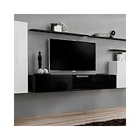 paris prix - meuble tv mural design switch i 330cm blanc & noir