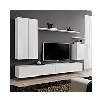 paris prix - meuble tv mural design switch ii 270cm blanc