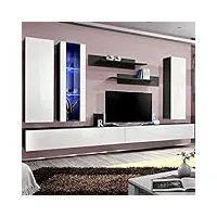 paris prix - meuble tv mural design fly iv 320cm blanc & noir