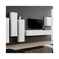 paris prix - meuble tv mural design switch iii 330cm blanc
