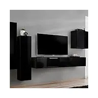 paris prix - meuble tv mural design switch iii 330cm noir