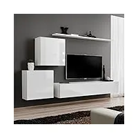 paris prix - meuble tv mural design switch v 250cm blanc