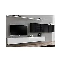 paris prix - meuble tv mural design switch vii 340cm blanc & noir