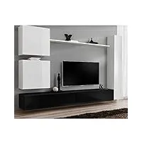 paris prix - meuble tv mural design switch viii 280cm blanc & noir