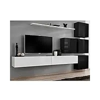paris prix - meuble tv mural design switch ix 310cm blanc & noir