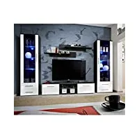 paris prix - ensemble meuble tv & bibliothèque galino iii black 320cm blanc