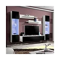 paris prix - meuble tv mural design fly iii 260cm noir & blanc