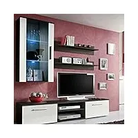 paris prix - meuble tv mural design galino v coffee 190cm blanc & wengé