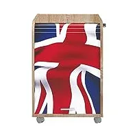 simmob orga caisson de bureau chêne naturel dossiers supendus-coloris-drapeau anglais 701, 47,2x47,2x69,2 cm