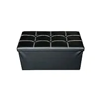 rebecca mobili pouf coffre de rangement banc rectangle stokage noir design contemporain salon chembre 38 x 76 x 38 cm- (h x l x p) - art. re4621