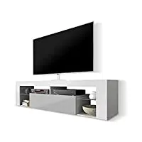 selsey hugo - meuble tv/banc tv 140 cm (blanc/gris)