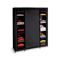 probache - armoire de rangement penderie pliable vêtements en tissu noir dressing xxl