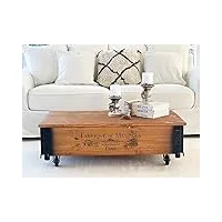 uncle joe's table basse coffre en bois table d'appoint vintage style shabby chic bois massif noyer