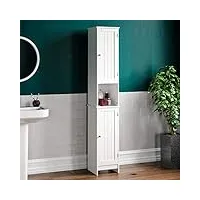 bath vida priano armoire de salle de bain armoire de rangement sur pied en bois tallboy unit, blanc