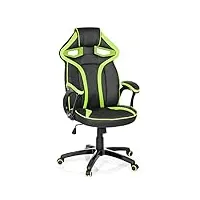 hjh office chaise de bureau guardian fauteuil de bureau, chaise gaming, hauteur réglable, simili-cuir noir/vert 722210