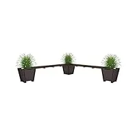 groovebox banc d'angle avec 3 jardinières en acier marron - banc en bambou avec pot de fleurs - banc d'angle - banc de jardin - banc de jardin - bac à fleurs