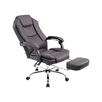 clp fauteuil de bureau ergonomique castle en similicuir i chaise pivotante et réglable i repose-pieds téléscopique et accoudoirs, couleur:marron