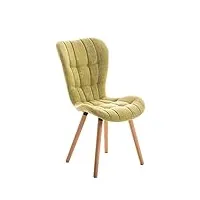 chaise de salle à manger elda en tissu avec coutures décoratives rembourrée composée d'un dossier haut et support en bois - style scandinave pour une cuisine ou une salle d'attente, couleur:vert clair