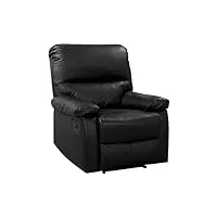 habitat et jardin - fauteuil relax lincoln noir - fauteuil de bureau inclinable avec accoudoirs - siège confortable et ergonomique - fauteuil de chambre et de salon