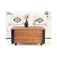 uncle joe's table basse coffre en bois table d'appoint vintage style shabby chic bois massif noyer